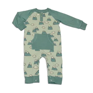 Bamboo Long Sleeve Romper w/Kangaroo Pocket (Snowy Rockies Print)
