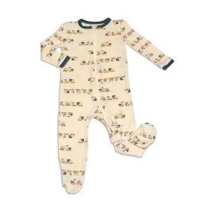 Bamboo Zip Up Footies (All Aboard Print)