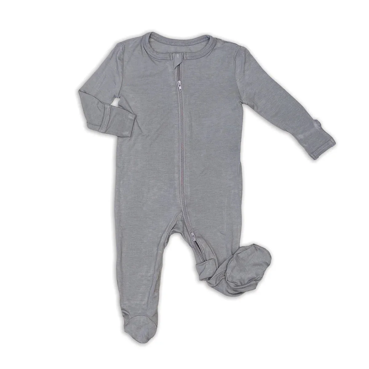 Bamboo Zip Up Footies - Pigeon