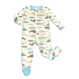 Bamboo Zip Up Footies (Whale of a Time Print)