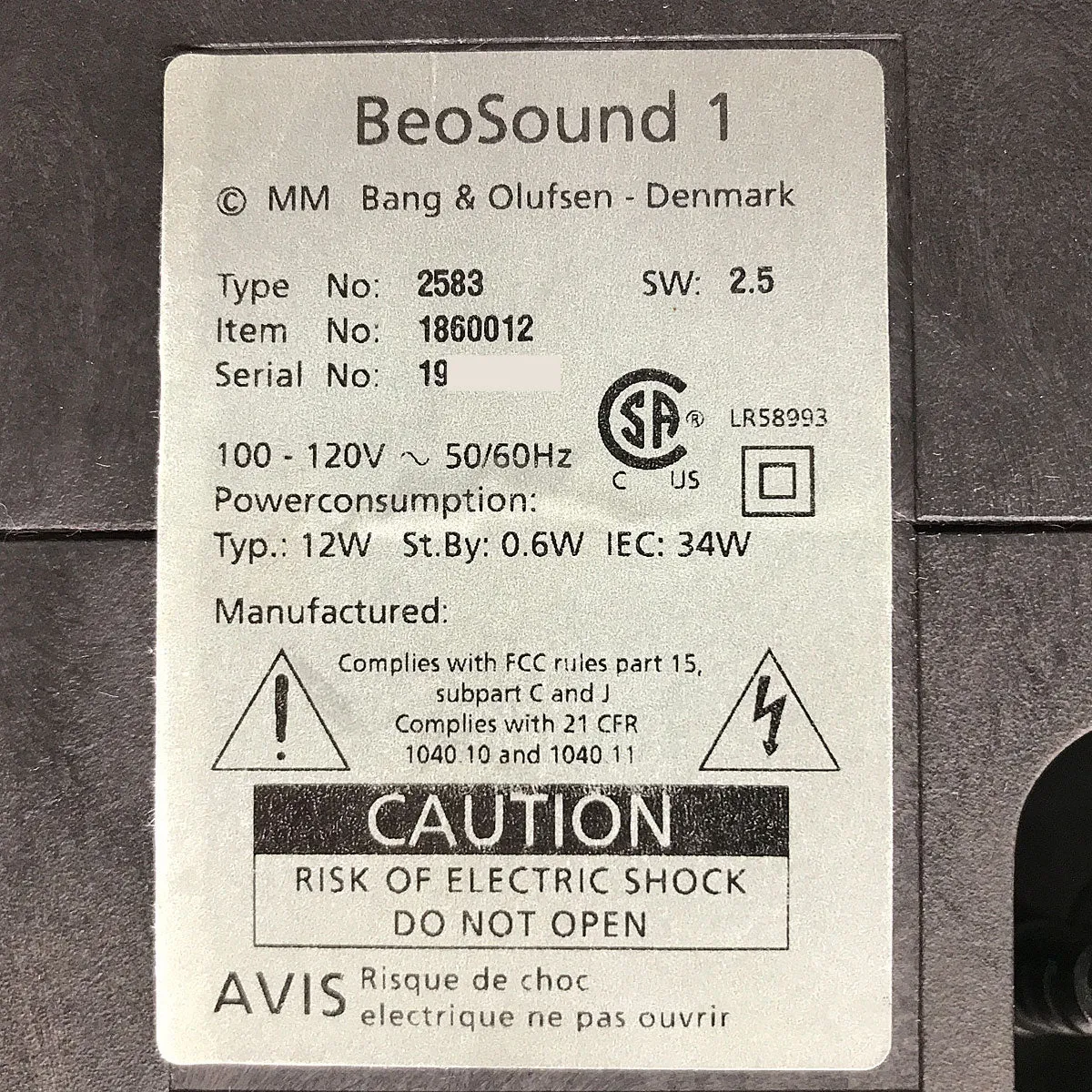 Bang & Olufsen BeoSound  1 Portable Stereo System