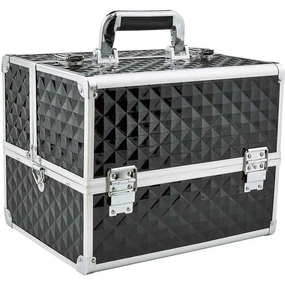 Black Large Cosmetic Train Case - Storage &amp; Organizer for Nail Tools &amp; Cosmetics - Each
