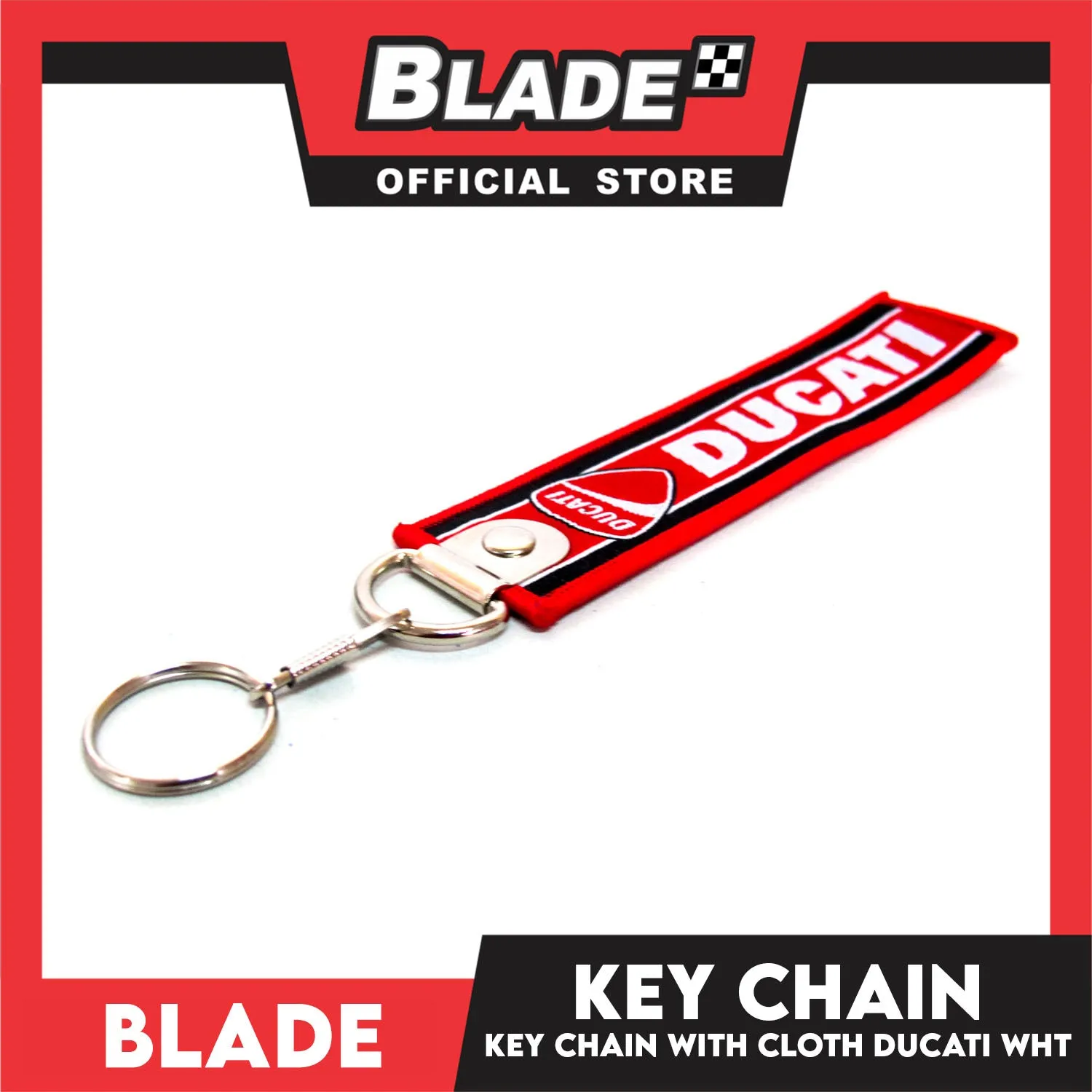 Blade Keychain Key Tag Lanyard with Metal Hook Key Ring Attachment (Ducati Design)