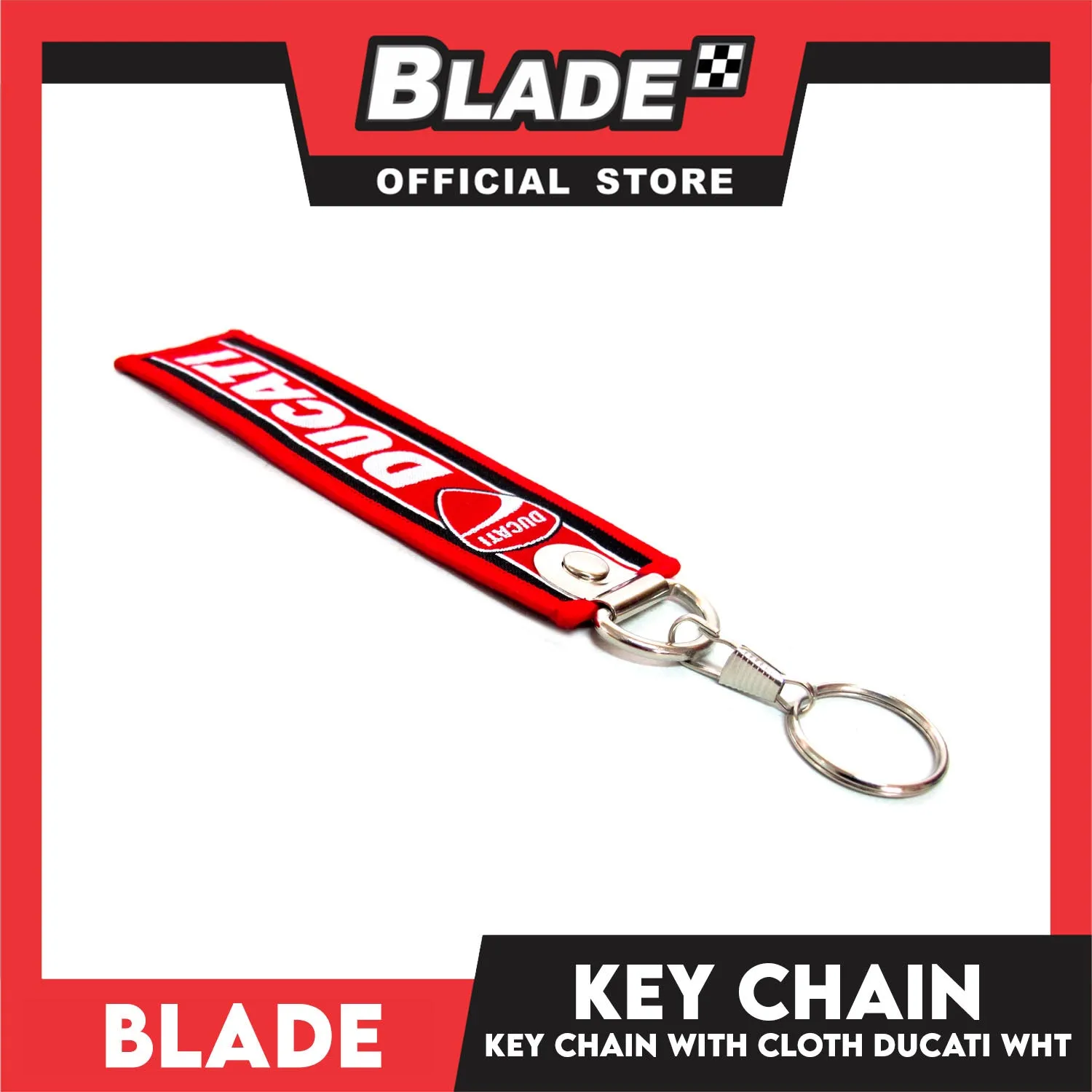 Blade Keychain Key Tag Lanyard with Metal Hook Key Ring Attachment (Ducati Design)