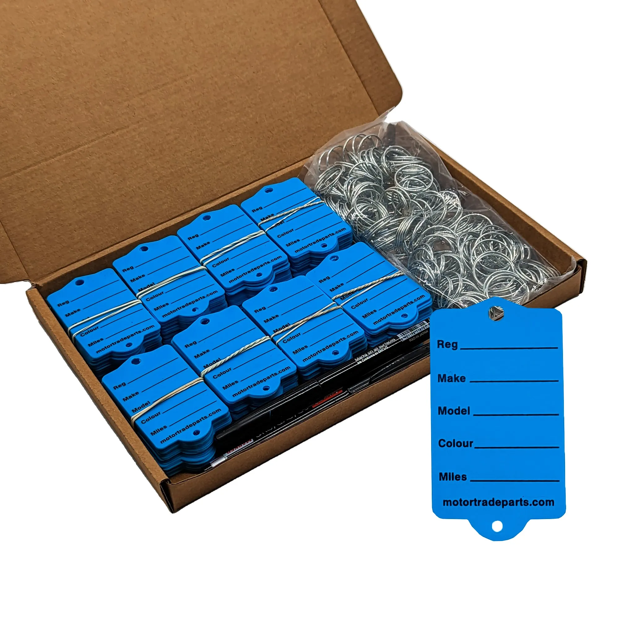 Blue Car key Tags With Rings & Pen