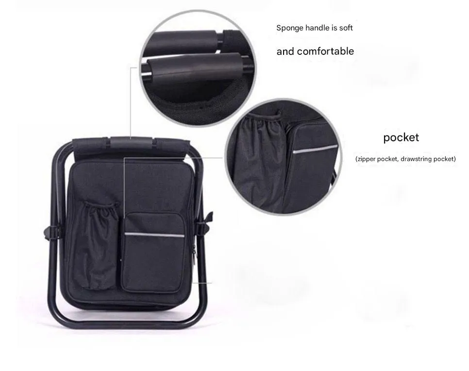Blue Insulated Cooler Backpack Chair - Foldable Stool for Picnics & BBQ