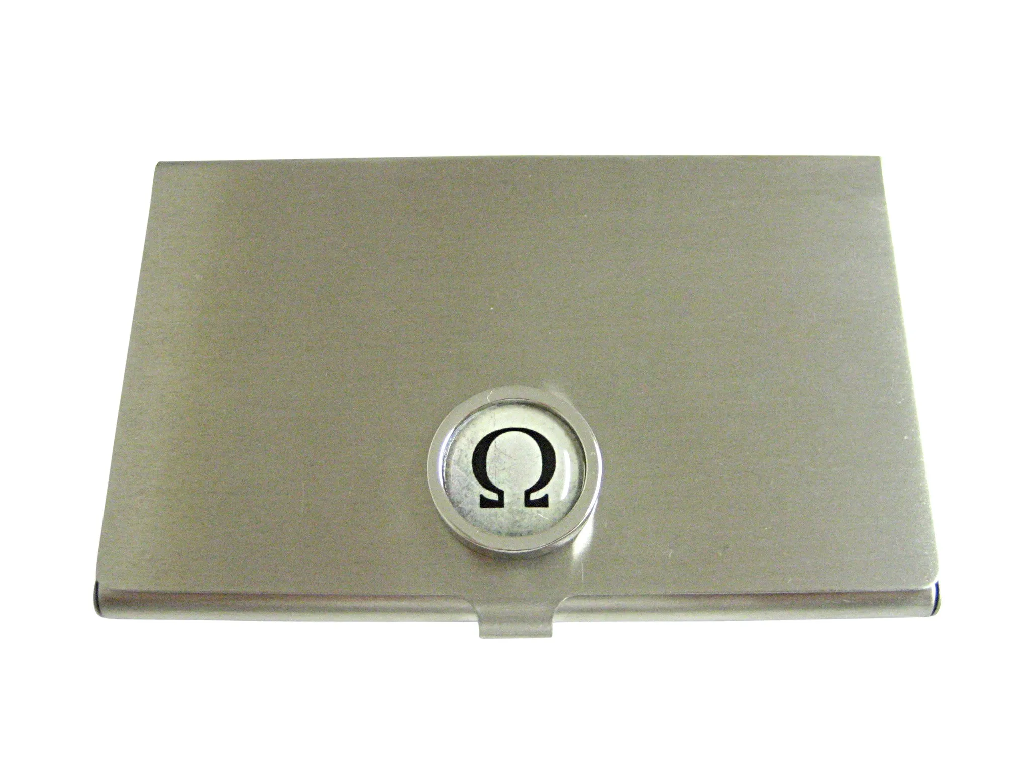 Bordered Mathematical Greek Omega Symbol Business Card Holder