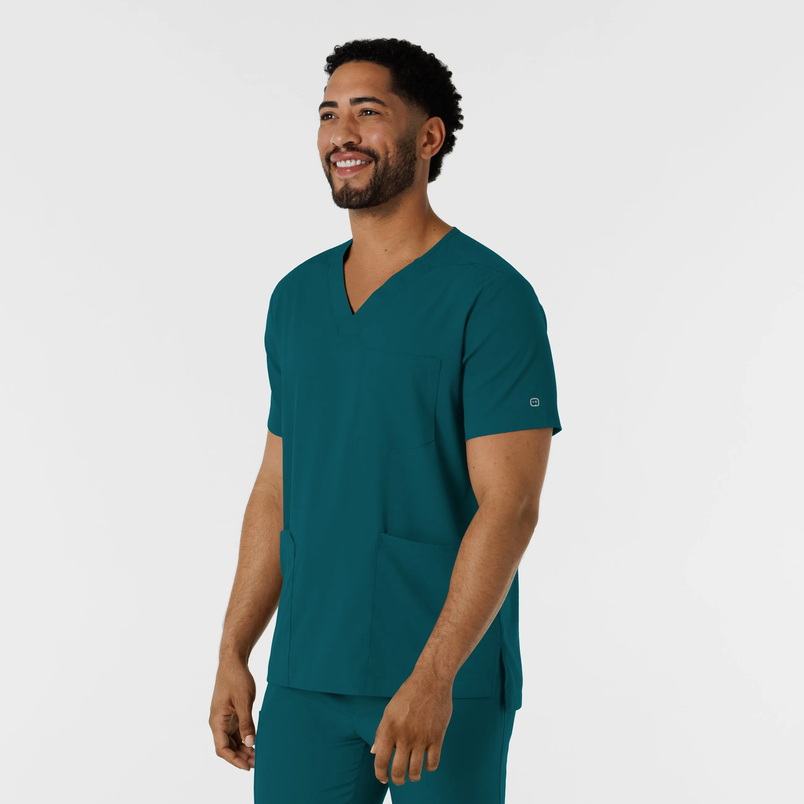 Boundless 6351 Men's Multi Pocket V-Neck Scrub Top Caribbean