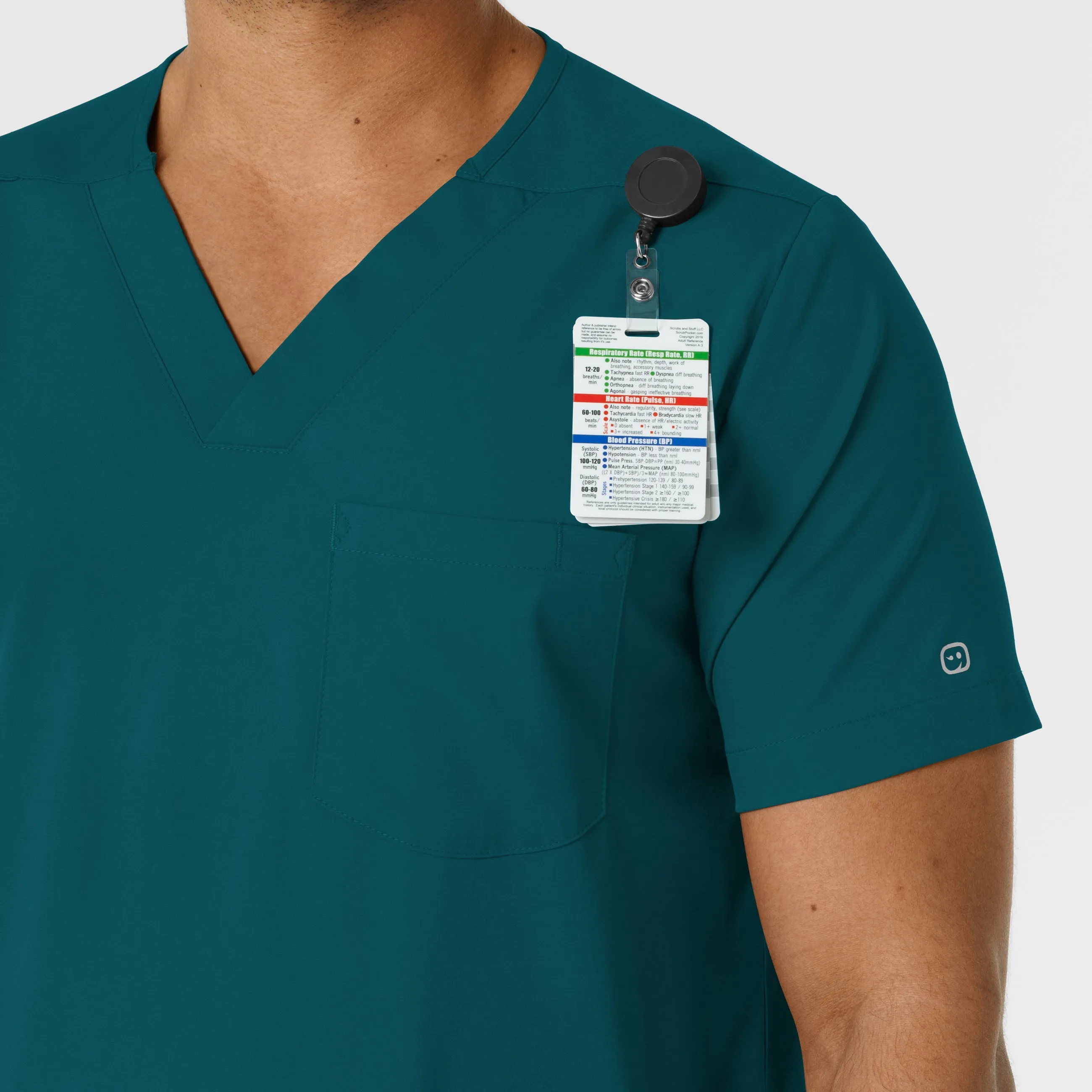 Boundless 6351 Men's Multi Pocket V-Neck Scrub Top Caribbean