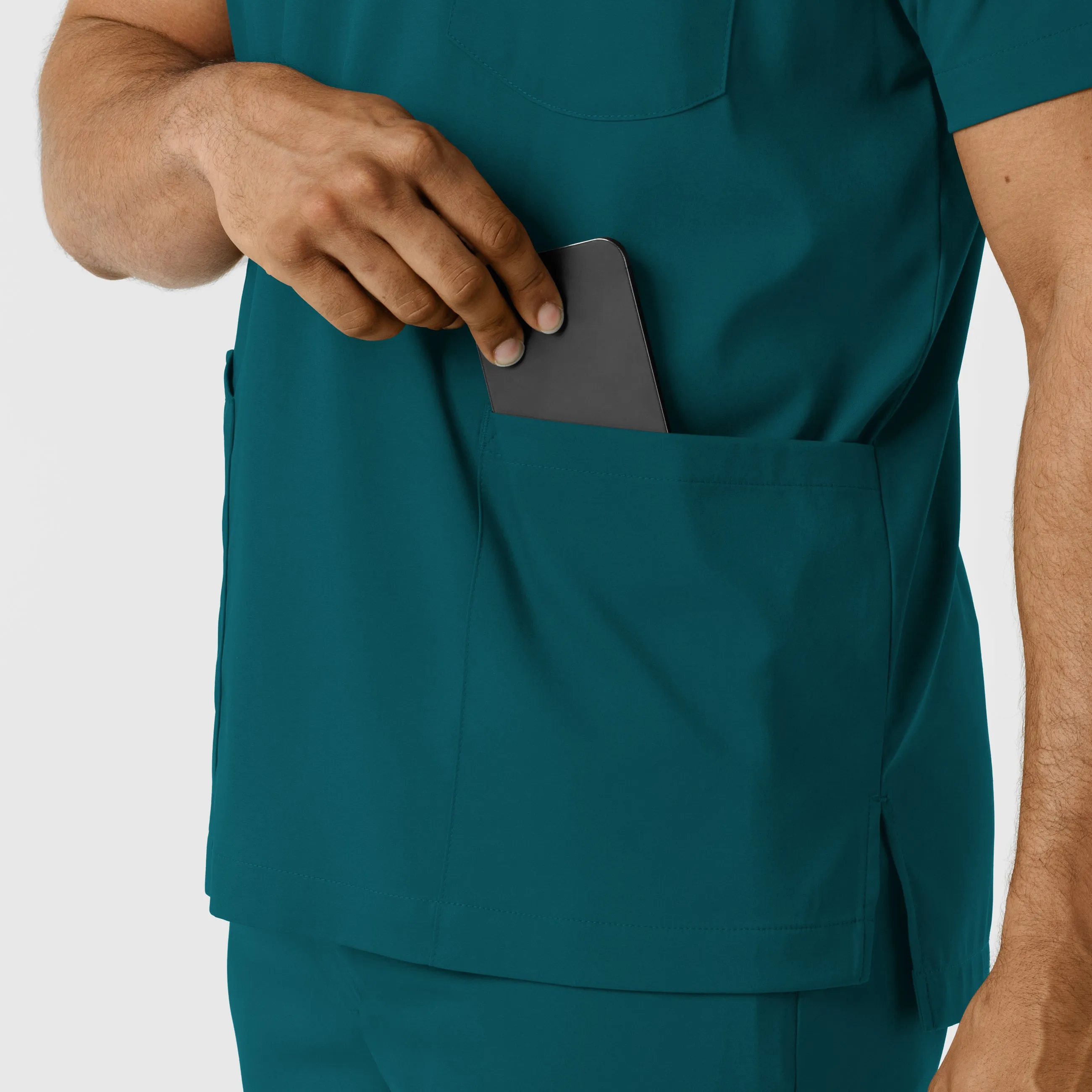 Boundless 6351 Men's Multi Pocket V-Neck Scrub Top Caribbean