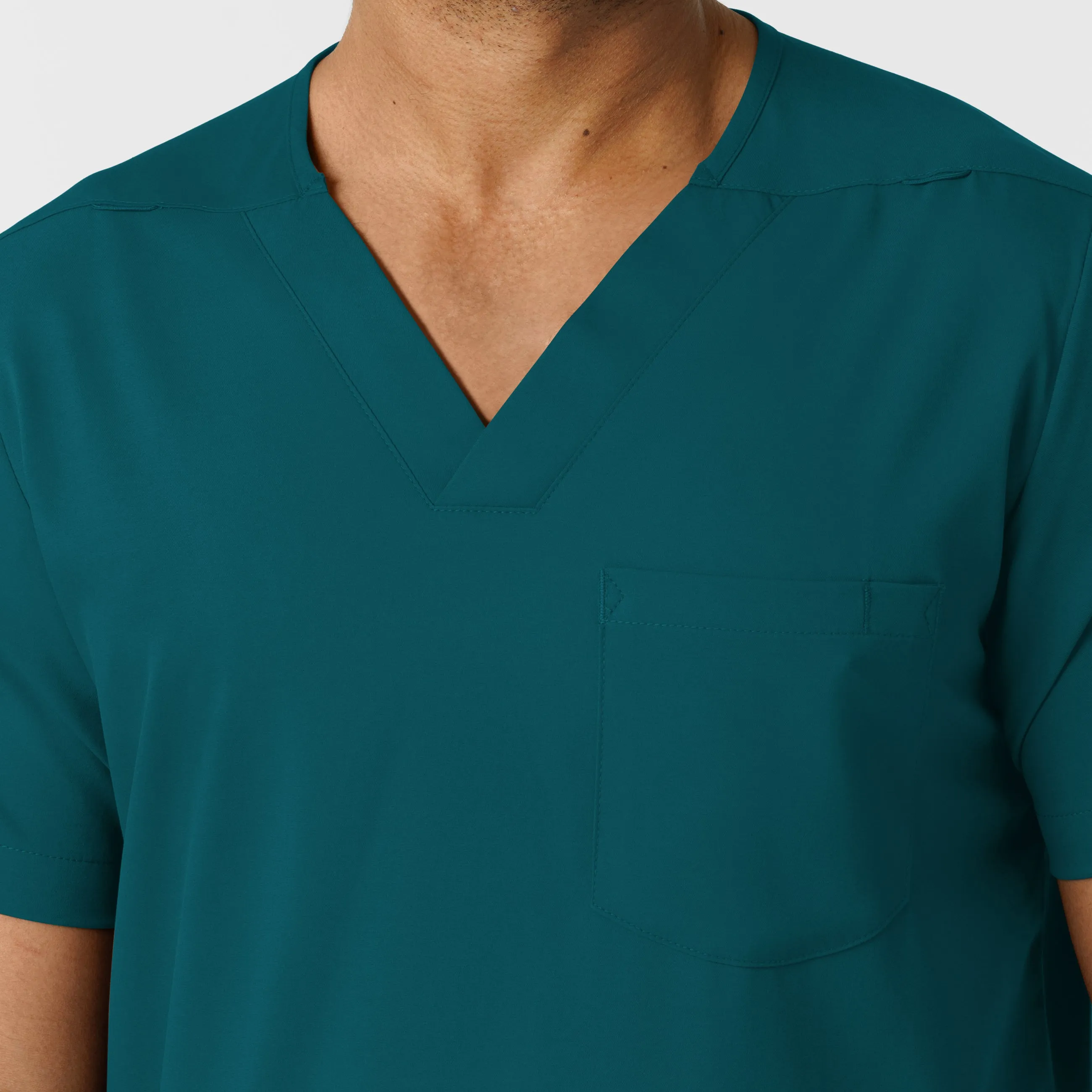 Boundless 6351 Men's Multi Pocket V-Neck Scrub Top Caribbean