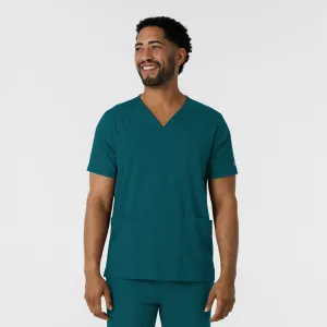 Boundless 6351 Men's Multi Pocket V-Neck Scrub Top Caribbean