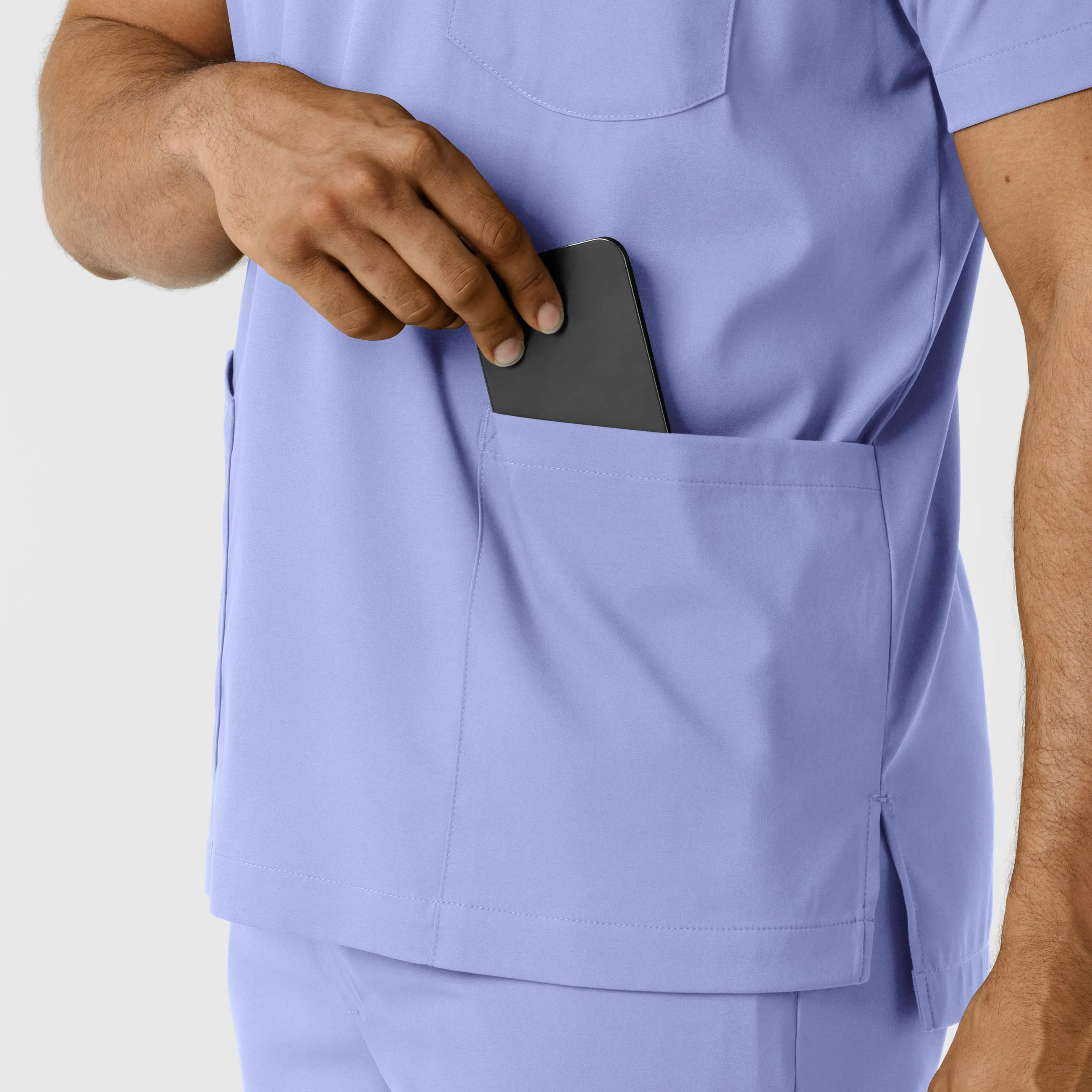 Boundless 6351 Men's Multi Pocket V-Neck Scrub Top Ceil Blue