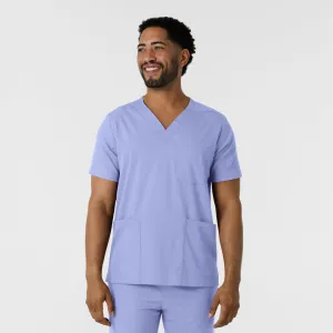Boundless 6351 Men's Multi Pocket V-Neck Scrub Top Ceil Blue