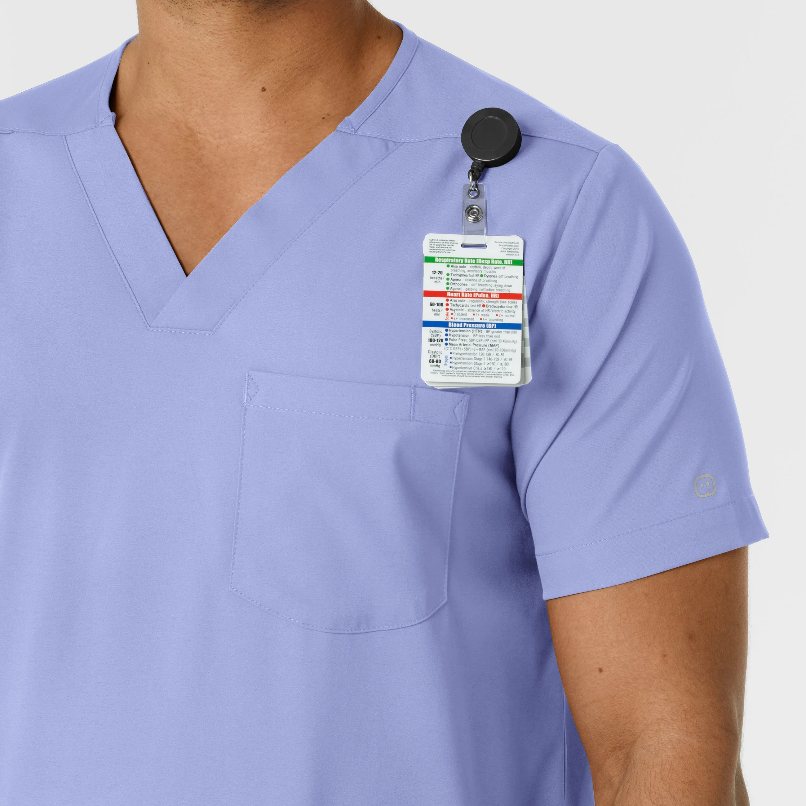 Boundless 6351 Men's Multi Pocket V-Neck Scrub Top Ceil Blue