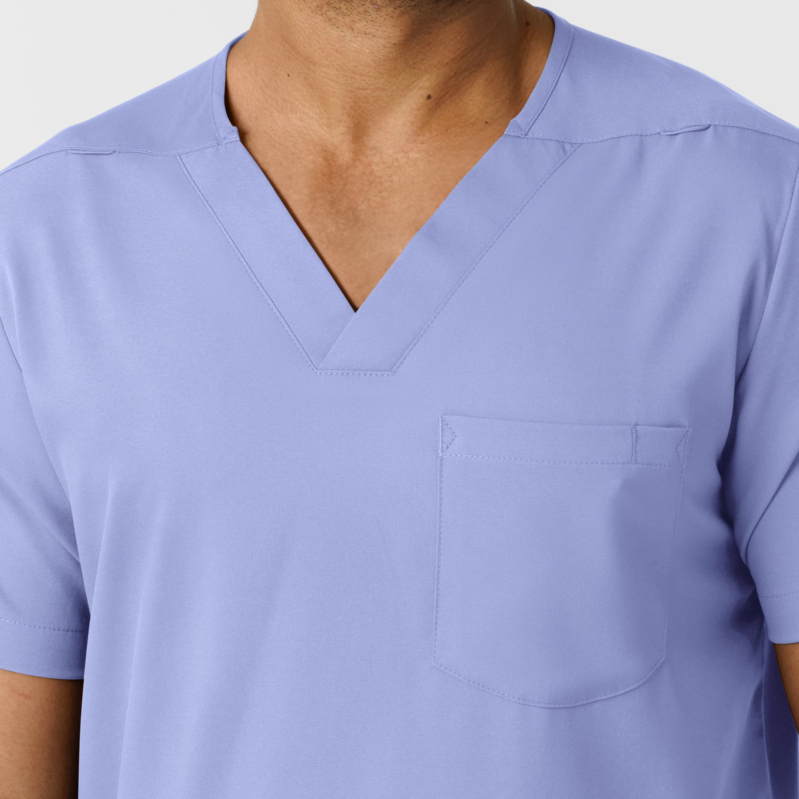 Boundless 6351 Men's Multi Pocket V-Neck Scrub Top Ceil Blue