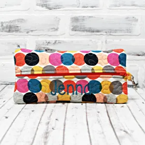 Bright Dots Personalized Quilted Pouch