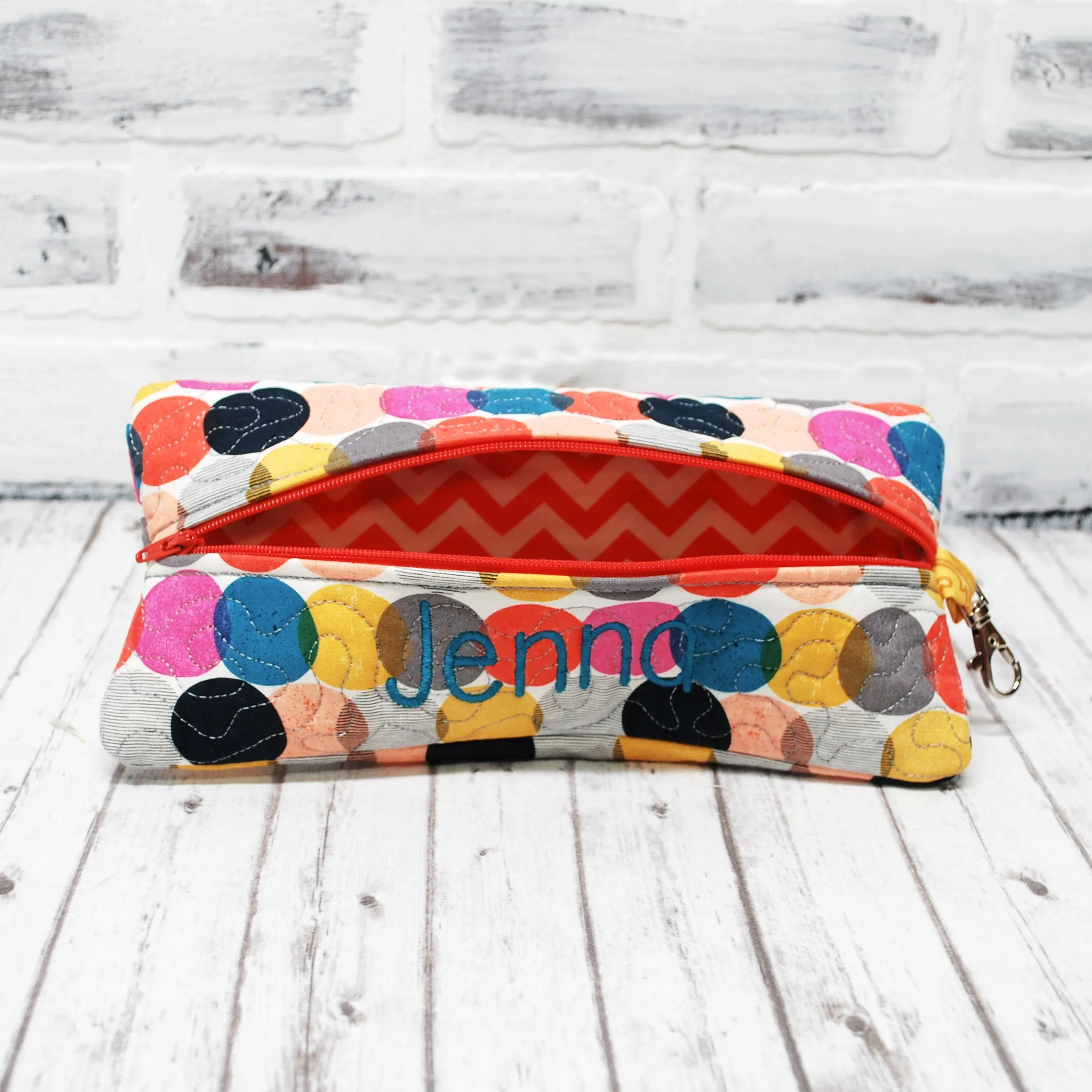 Bright Dots Personalized Quilted Pouch