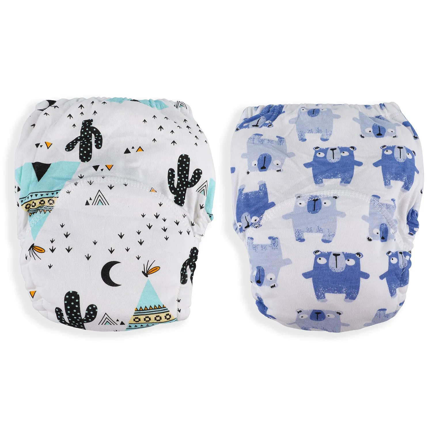 Cactus And Bear Reusable Cloth Training Pants Clothing Accessory Diaper Panty 2 Pcs - Multicolour