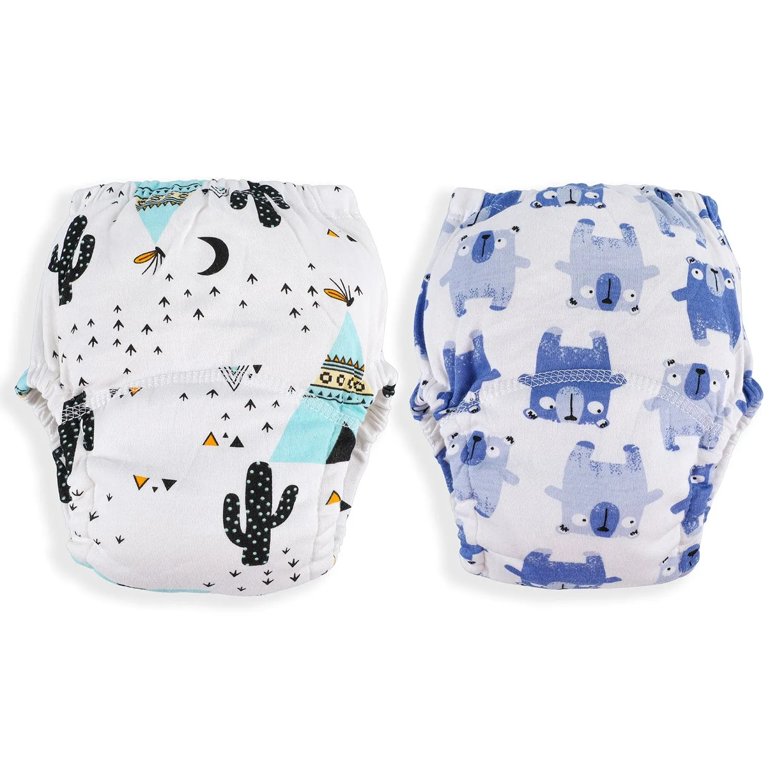 Cactus And Bear Reusable Cloth Training Pants Clothing Accessory Diaper Panty 2 Pcs - Multicolour