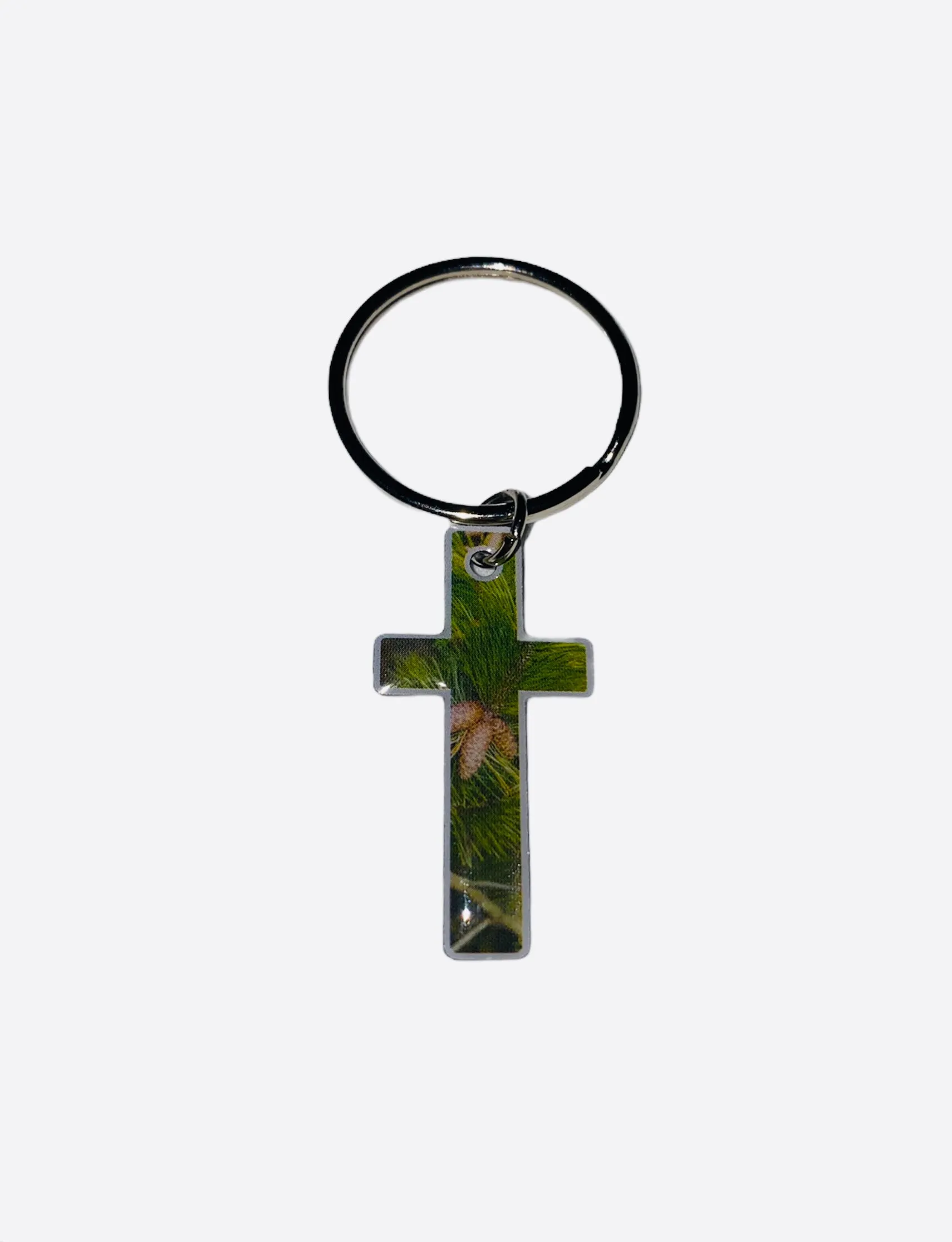 Camouflage Cross Keychain, Pine Camo