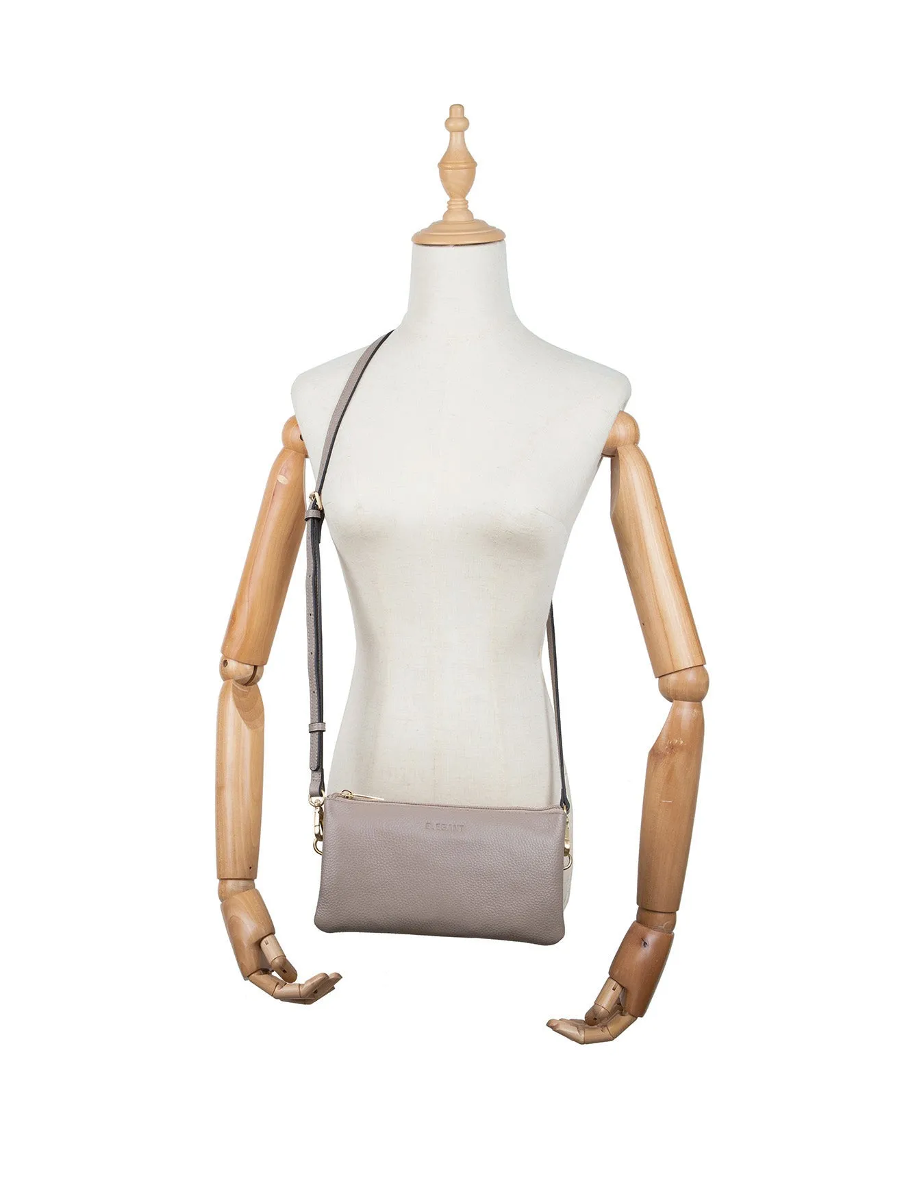 CANDICE LEATHER WALLET WITH SHOULDER STRAP- E1-0809-MOCHA- SALE