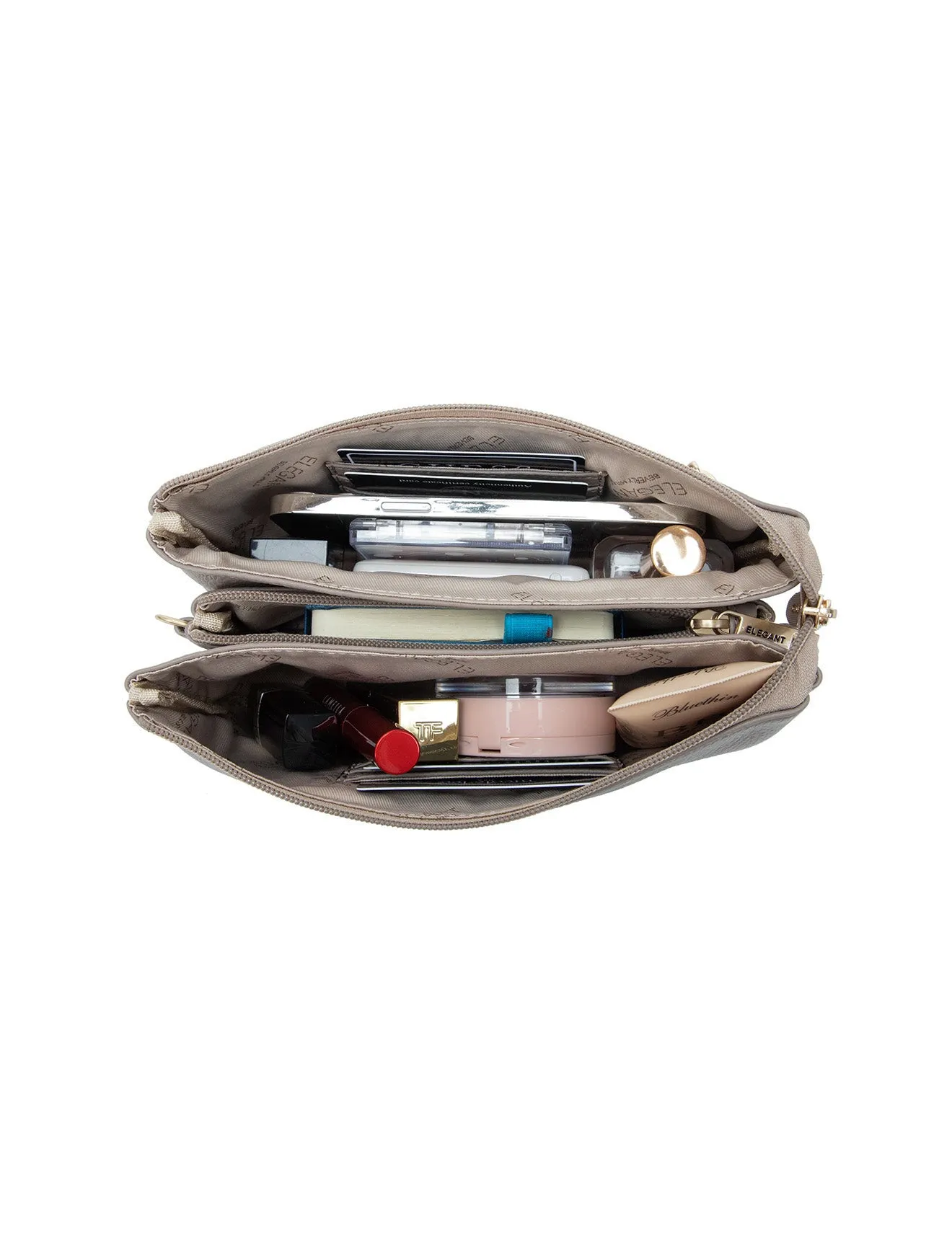 CANDICE LEATHER WALLET WITH SHOULDER STRAP- E1-0809-MOCHA- SALE