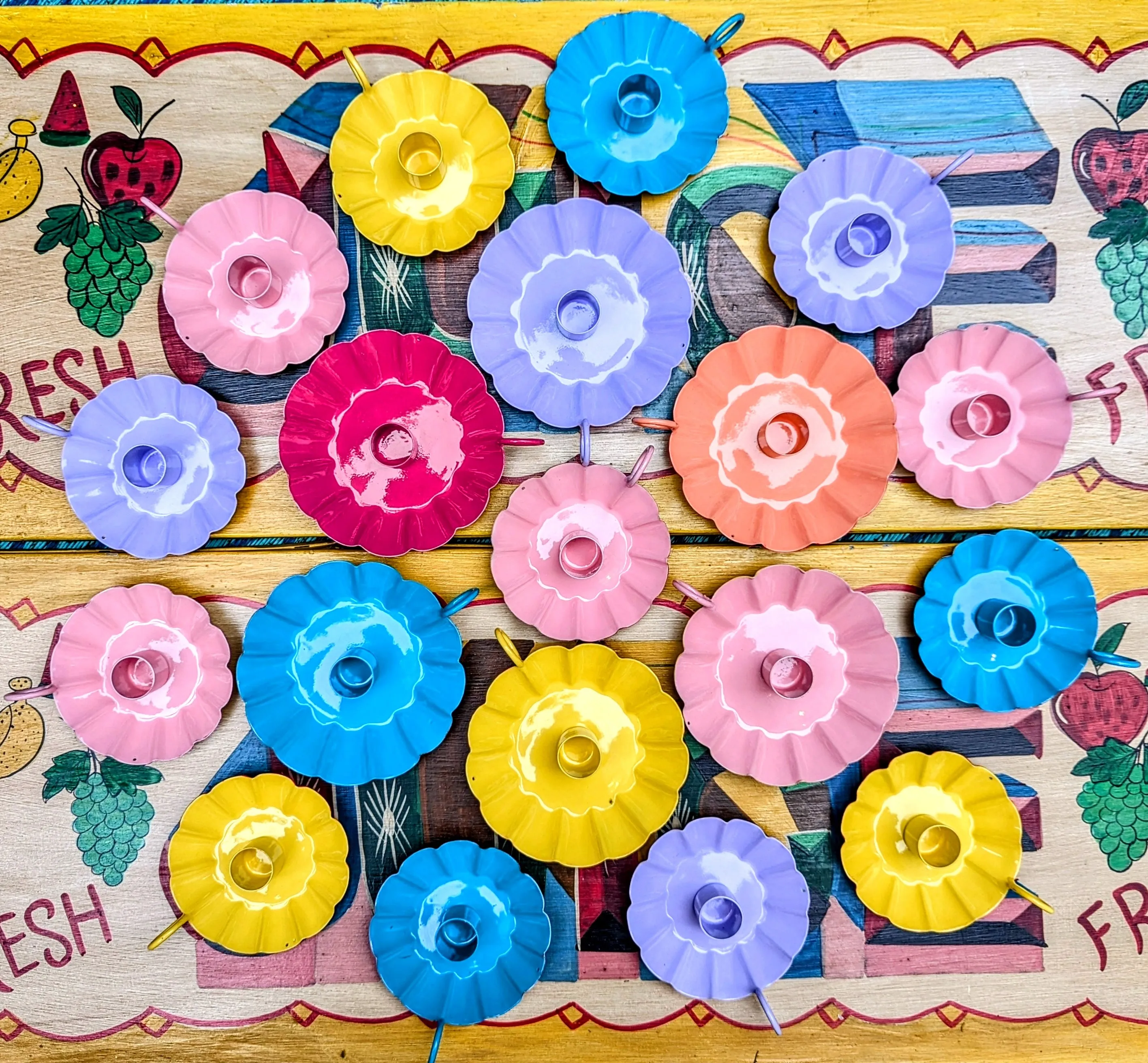 Candy enamel candle holders