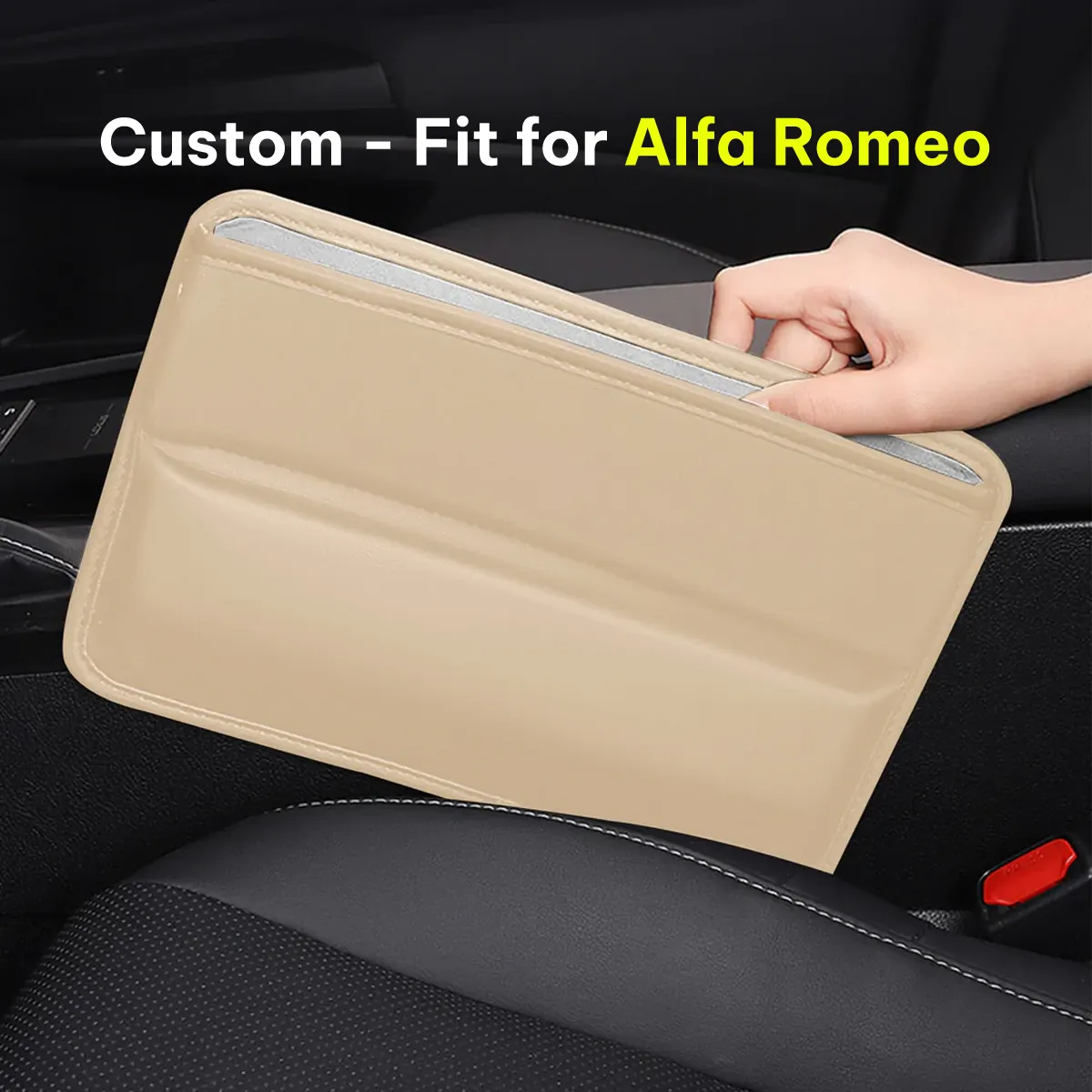 Car Seat Gap Filler Organizer, Custom-Fit For Car, Multifunctional PU Leather Console Side Pocket Organizer for Cellphones, Cards, Wallets, Keys WAAR226