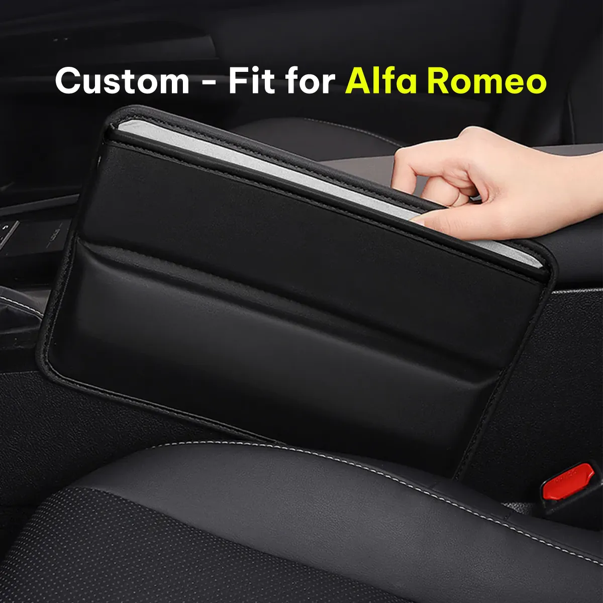 Car Seat Gap Filler Organizer, Custom-Fit For Car, Multifunctional PU Leather Console Side Pocket Organizer for Cellphones, Cards, Wallets, Keys WAAR226