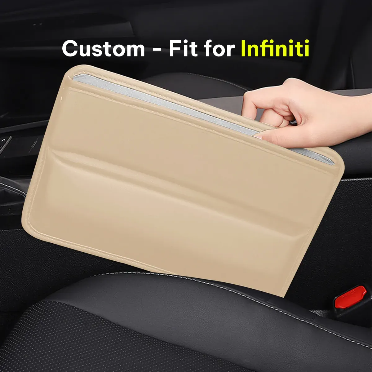 Car Seat Gap Filler Organizer, Custom-Fit For Car, Multifunctional PU Leather Console Side Pocket Organizer for Cellphones, Cards, Wallets, Keys WAIN226
