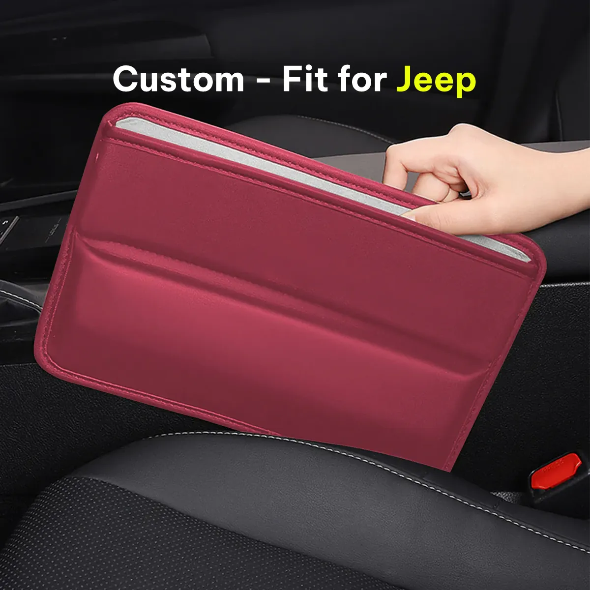 Car Seat Gap Filler Organizer, Custom-Fit For Car, Multifunctional PU Leather Console Side Pocket Organizer for Cellphones, Cards, Wallets, Keys WAJE226