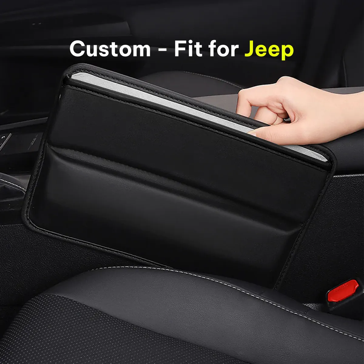 Car Seat Gap Filler Organizer, Custom-Fit For Car, Multifunctional PU Leather Console Side Pocket Organizer for Cellphones, Cards, Wallets, Keys WAJE226