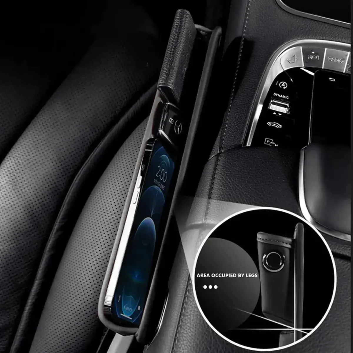 Car Seat Gap Filler Organizer, Custom-Fit For Car, Multifunctional PU Leather Console Side Pocket Organizer for Cellphones, Cards, Wallets, Keys WAJE226