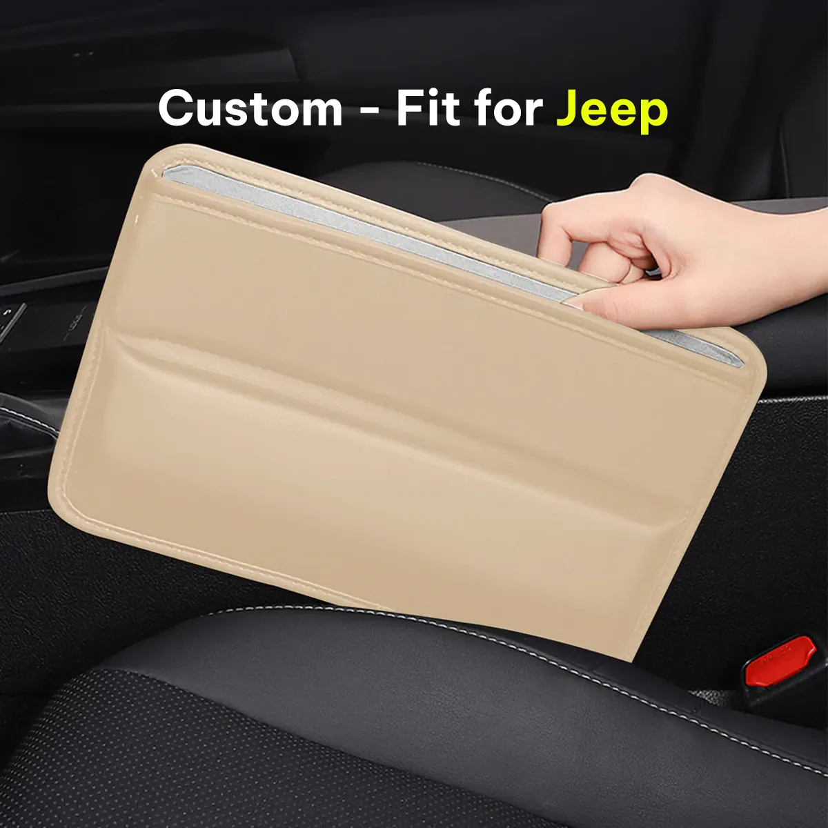 Car Seat Gap Filler Organizer, Custom-Fit For Car, Multifunctional PU Leather Console Side Pocket Organizer for Cellphones, Cards, Wallets, Keys WAJE226