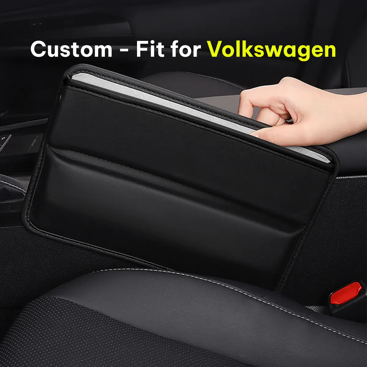 Car Seat Gap Filler Organizer, Custom-Fit For Car, Multifunctional PU Leather Console Side Pocket Organizer for Cellphones, Cards, Wallets, Keys WAMY226