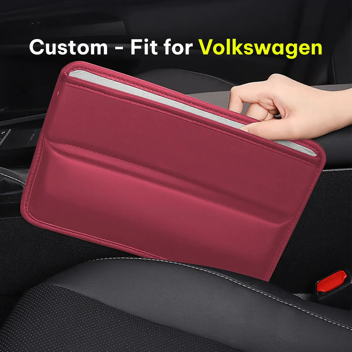 Car Seat Gap Filler Organizer, Custom-Fit For Car, Multifunctional PU Leather Console Side Pocket Organizer for Cellphones, Cards, Wallets, Keys WAMY226