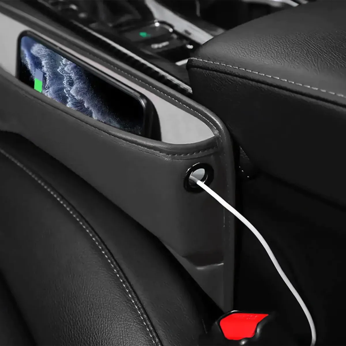 Car Seat Gap Filler Organizer, Custom-Fit For Car, Multifunctional PU Leather Console Side Pocket Organizer for Cellphones, Cards, Wallets, Keys WAMY226