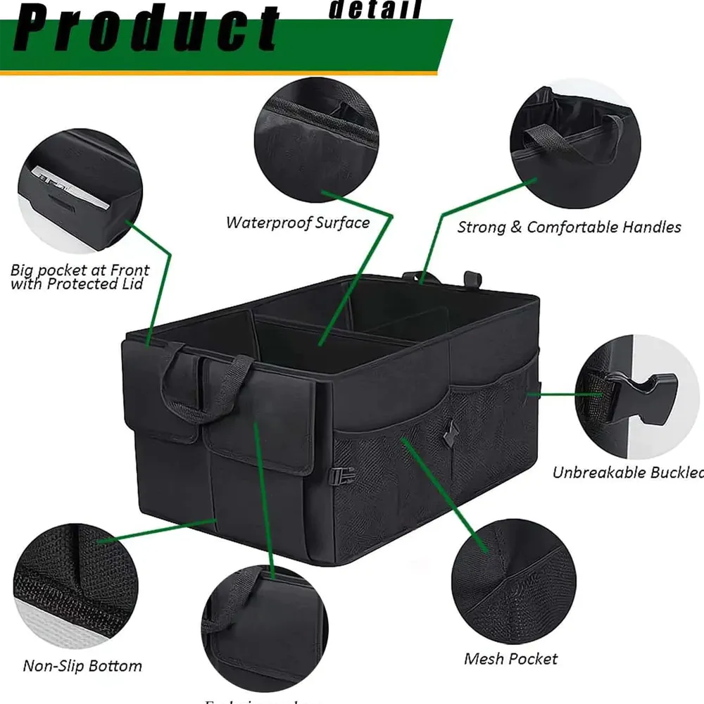 Car Trunk Organizer, Custom-Fit For Car, Foldable Car Trunk Storage Box, Storage Bag, Waterproof, Dust-proof, Stain-Resistant, Car Accessories WATY229