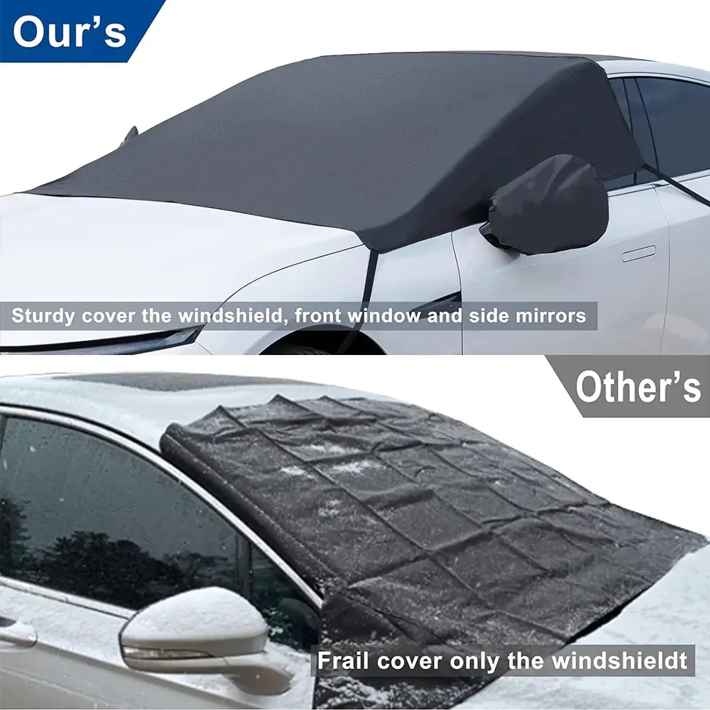 Car Windshield Snow Cover, Custom-Fit For Car, Large Windshield Cover for Ice and Snow Frost with Removable Mirror Cover Protector, Wiper Front Window Protects Windproof UV Sunshade Cover WARL235