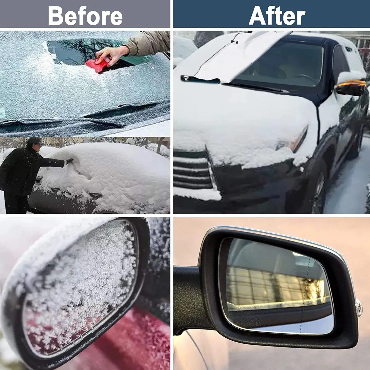 Car Windshield Snow Cover, Custom-Fit For Car, Large Windshield Cover for Ice and Snow Frost with Removable Mirror Cover Protector, Wiper Front Window Protects Windproof UV Sunshade Cover WARL235