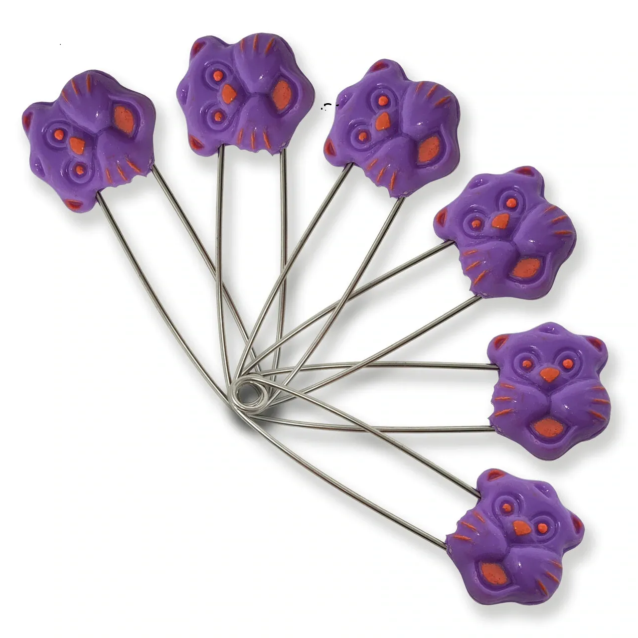 Cats & Bears & Fruits Diaper Pins - 6 Pack