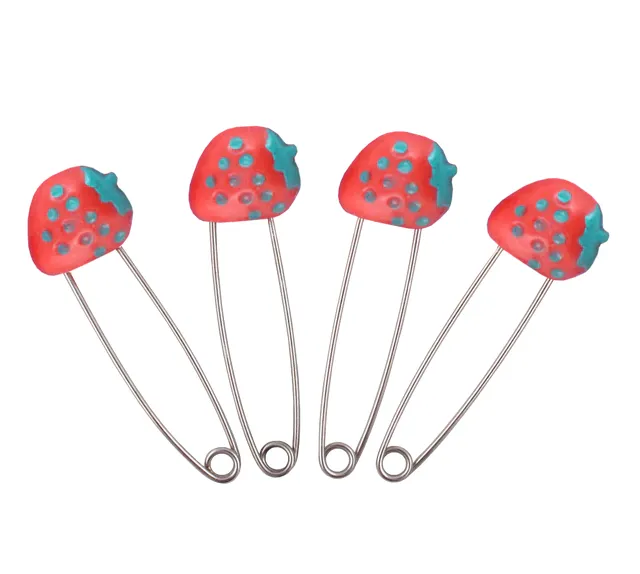 Cats & Bears & Fruits Diaper Pins - 6 Pack