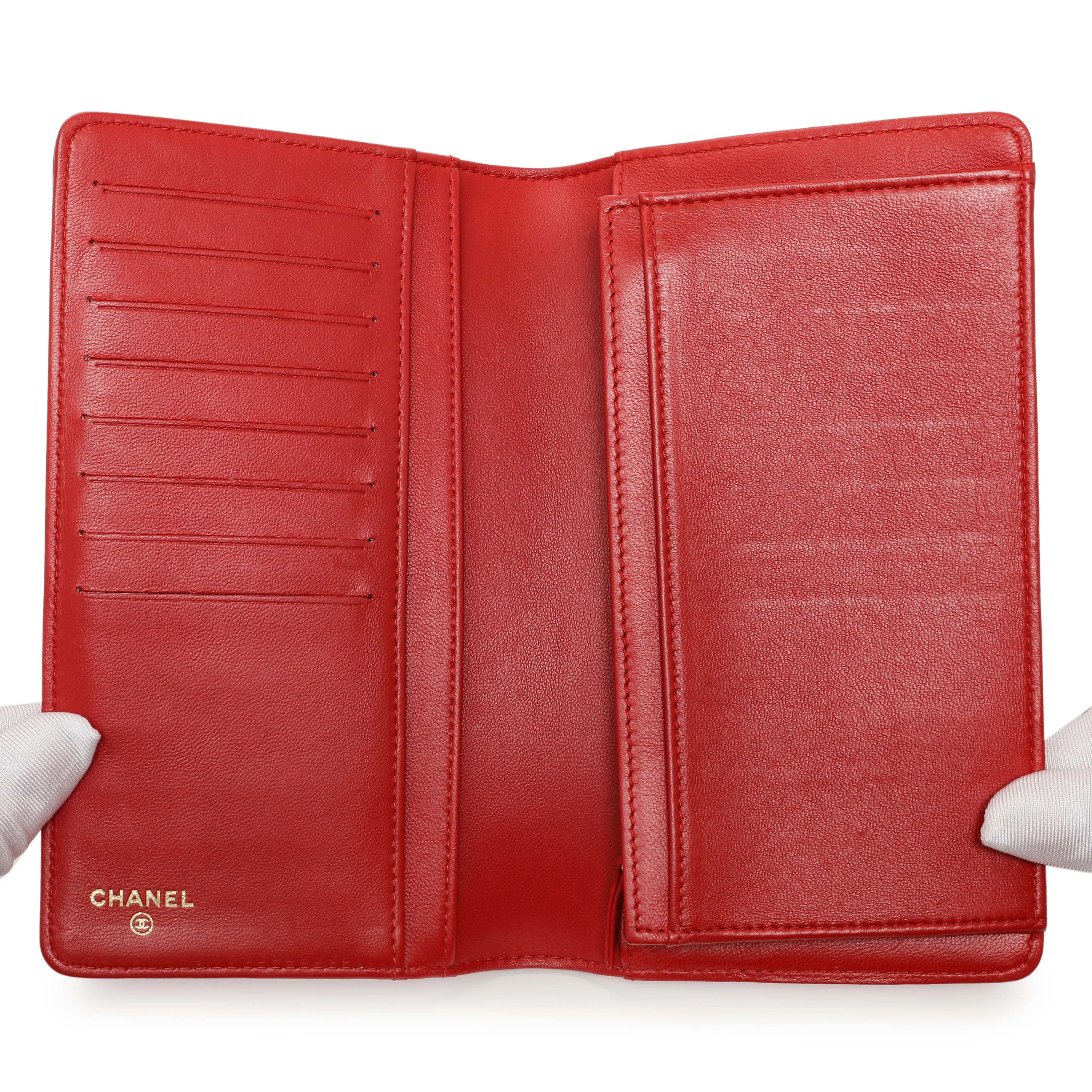 Chanel Red Quilted Lambskin Boy Yen Wallet