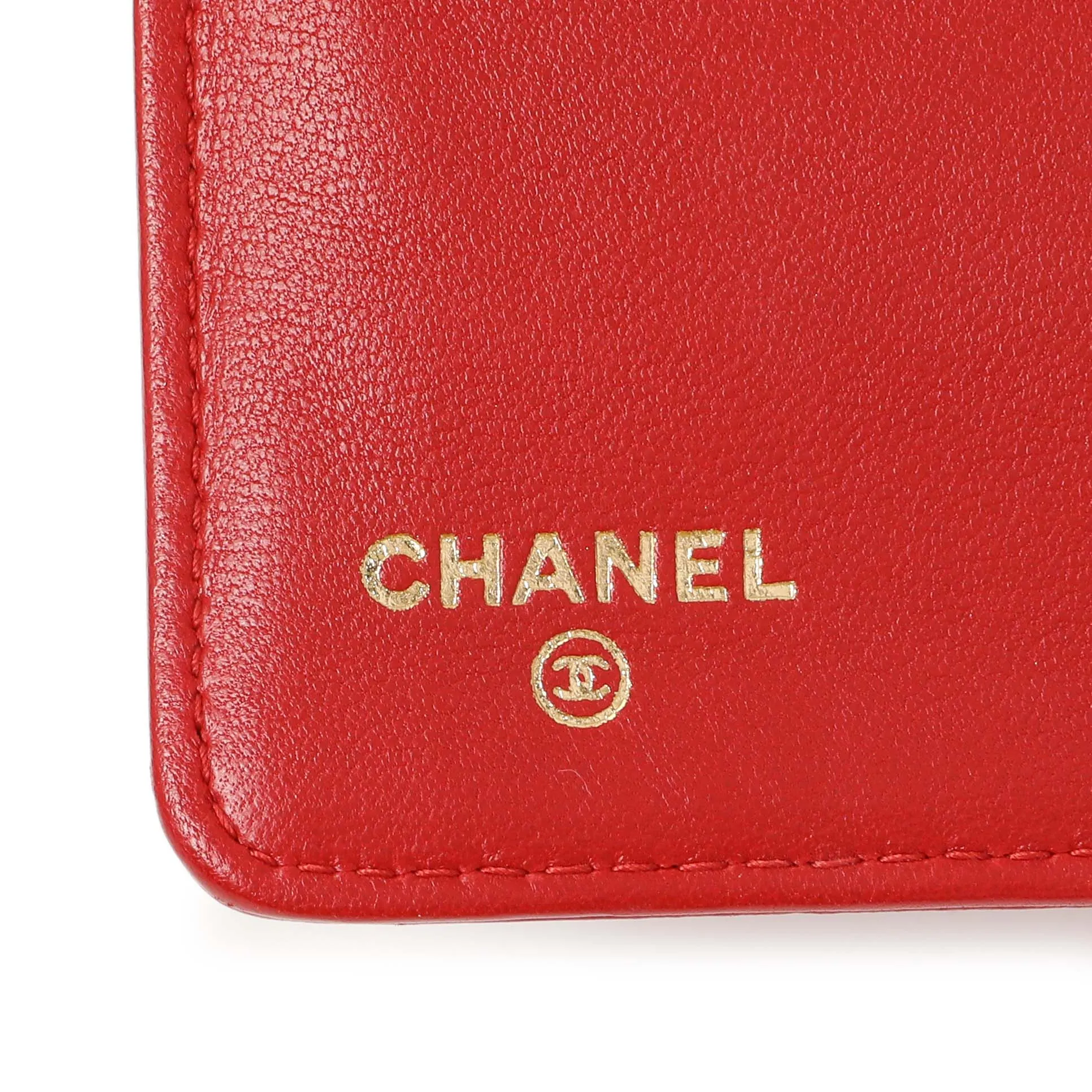 Chanel Red Quilted Lambskin Boy Yen Wallet