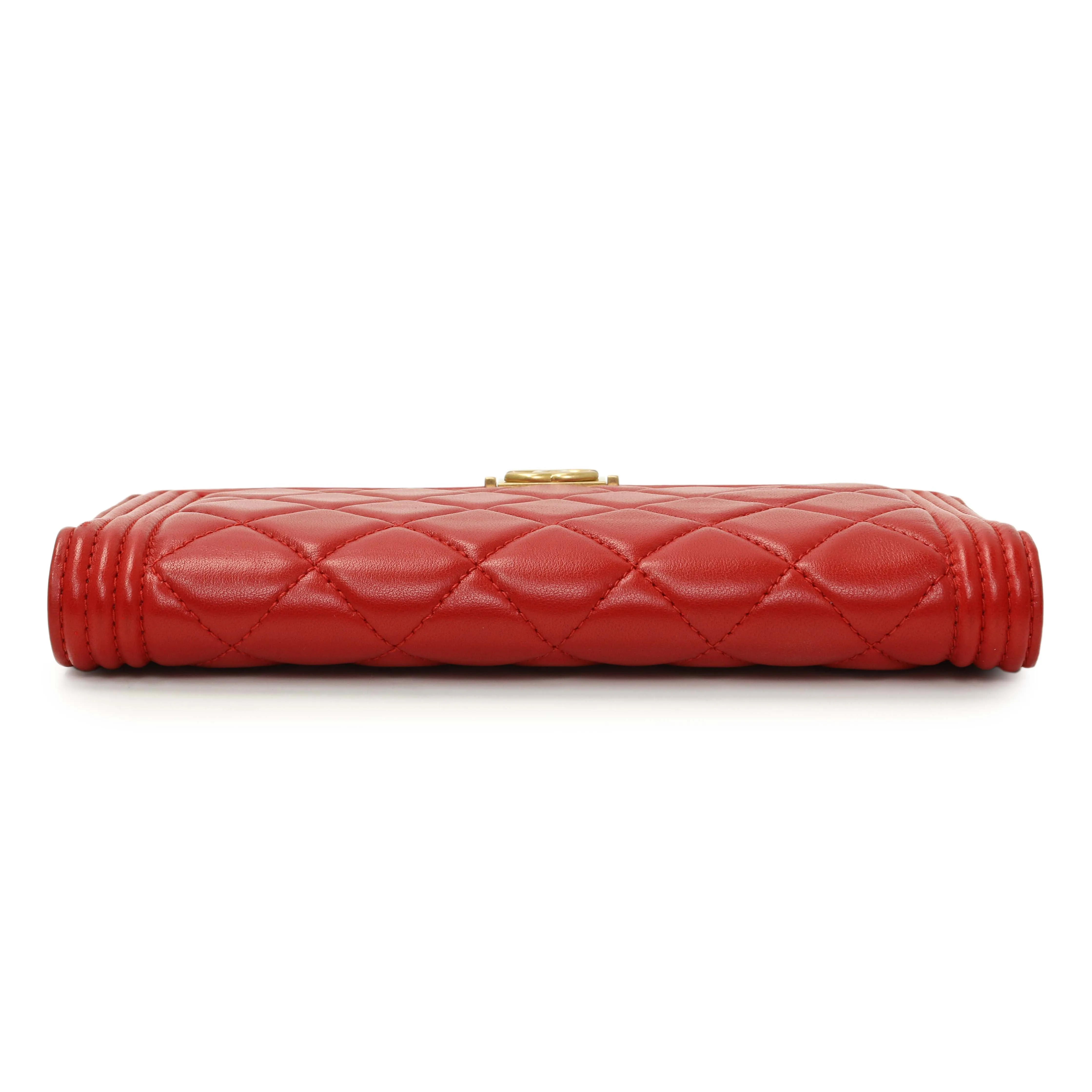 Chanel Red Quilted Lambskin Boy Yen Wallet