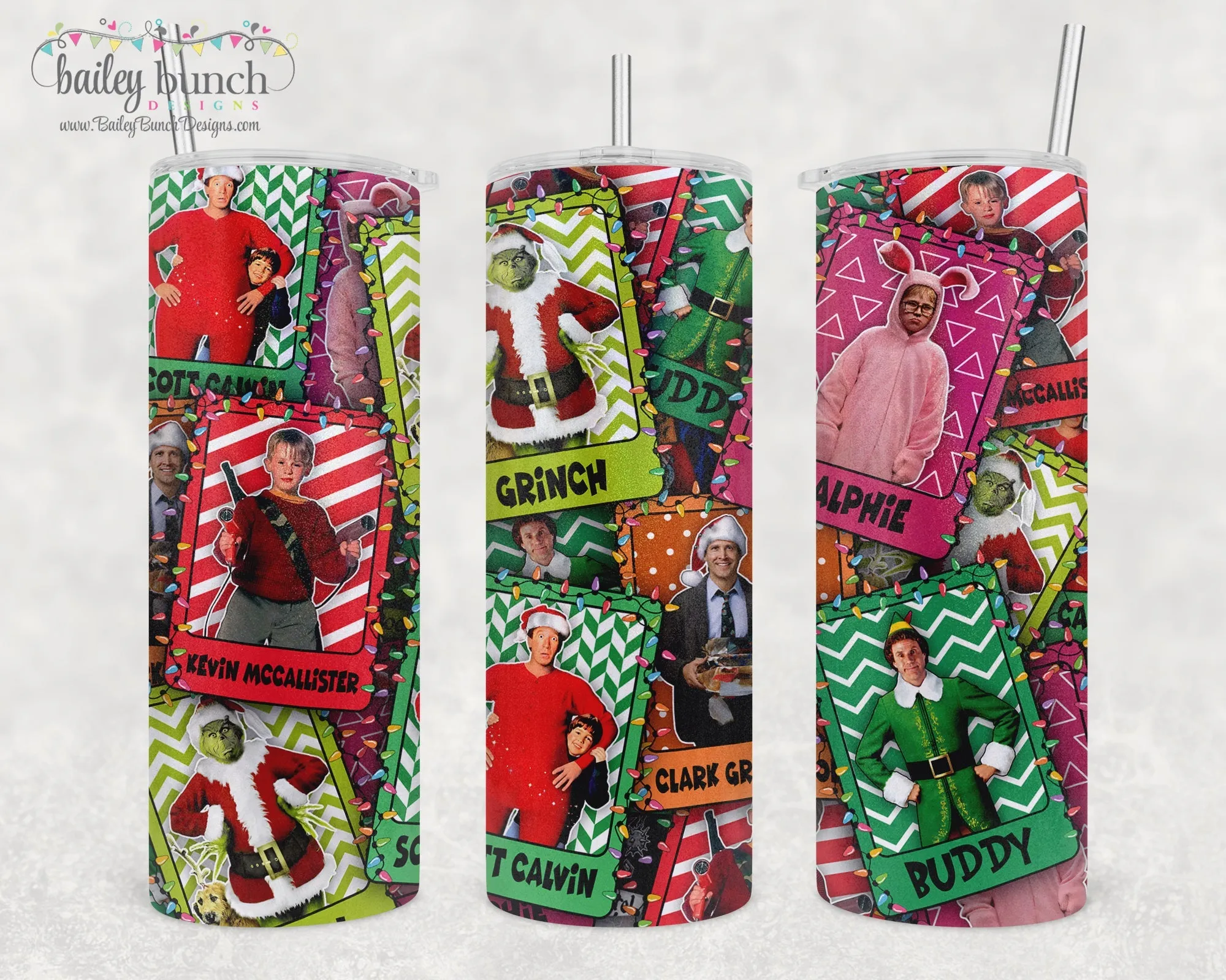 Christmas Movies Shimmer Glitter CARDS Tumbler TUMBLEMOVIECARDS0520