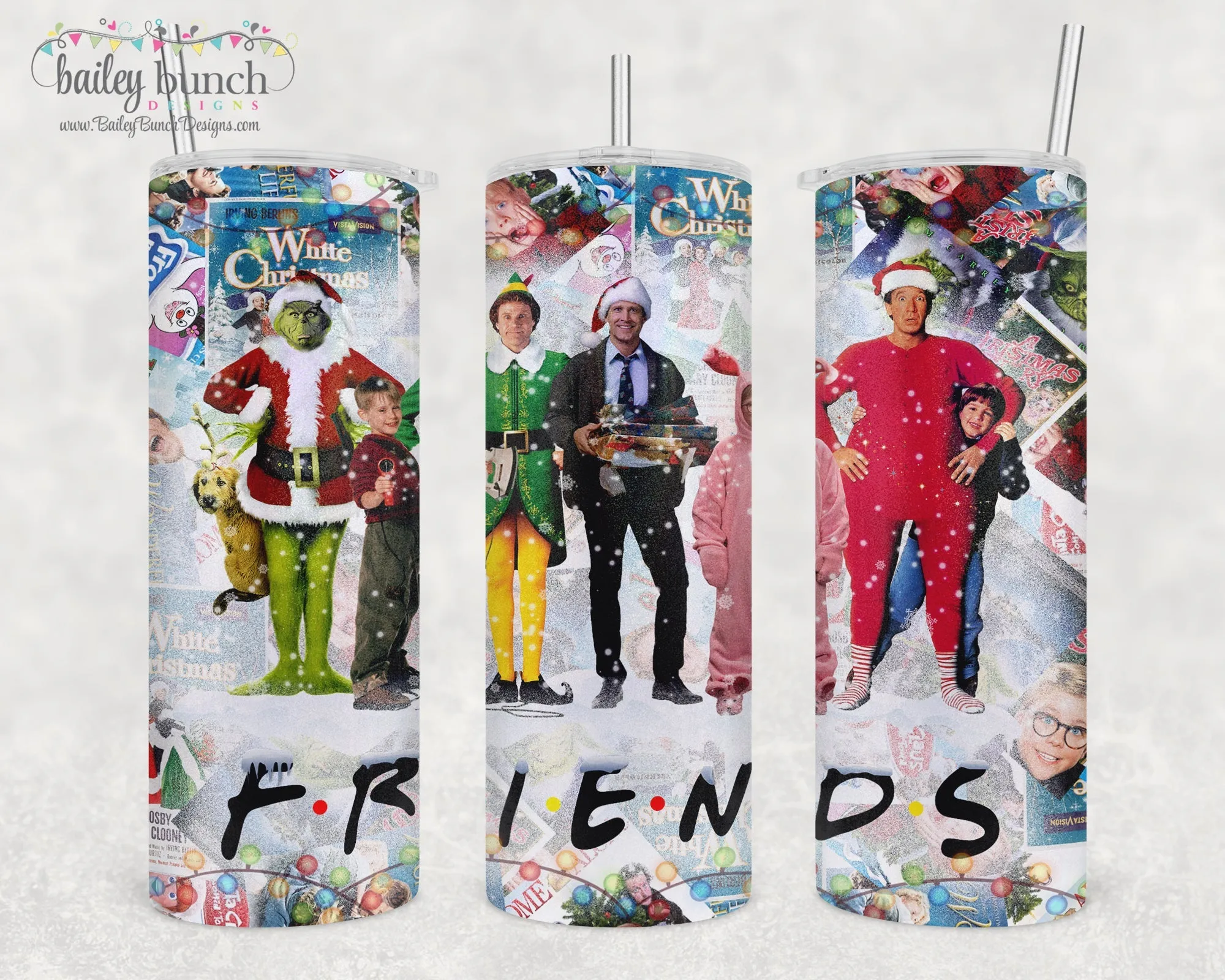 Christmas Movies Shimmer Glitter FRIENDS Tumbler TUMBLEMOVIEFRIENDS0520