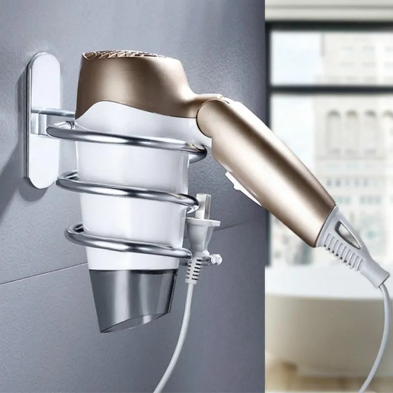 Chrome Finish Wall Mounted Hair Dryer Holder