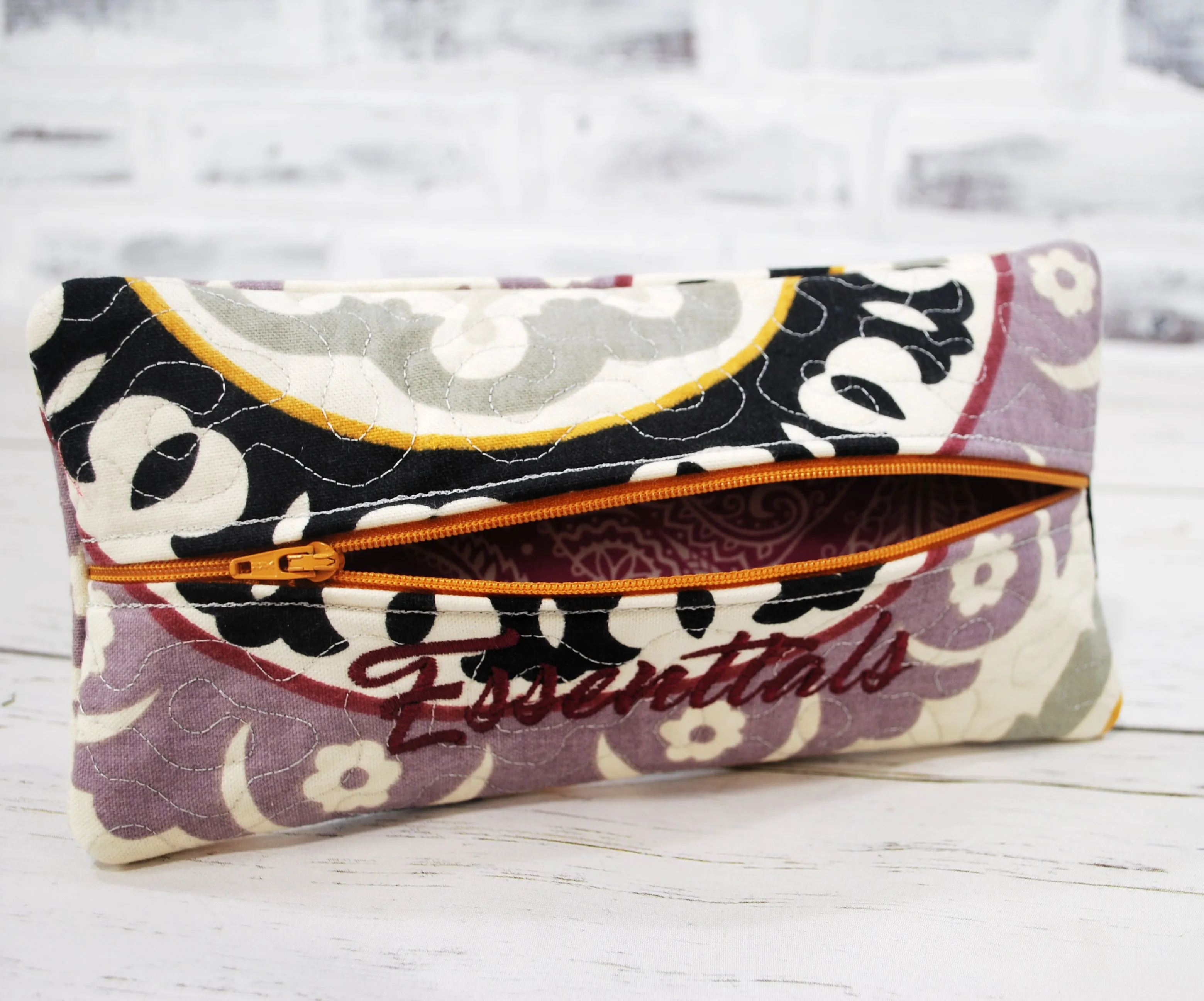 CLEARANCE Aubergine Medallian Quilted Pouch